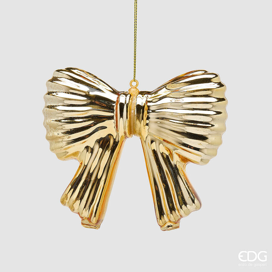 EDG Enzo De Gasperi Lazo Navideño para Colgar H11x13 cm Oro – Adorno para Árbol de Navidad