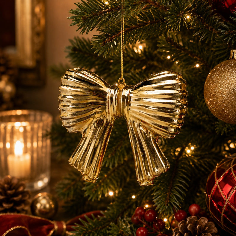 EDG Enzo De Gasperi Lazo Navideño para Colgar H11x13 cm Oro – Adorno para Árbol de Navidad