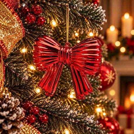 EDG Enzo De Gasperi Lazo Navideño Rojo H11xL13 cm – Adorno para Árbol de Navidad