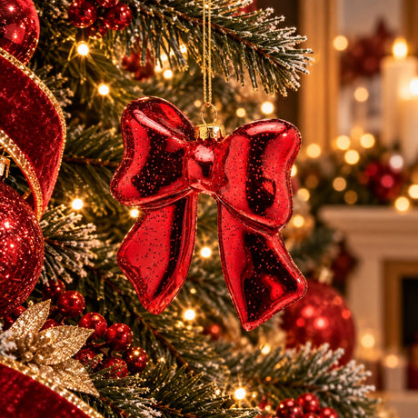 EDG Enzo De Gasperi Lazo Decorativo Rojo H9,5 cm – Adorno Árbol de Navidad