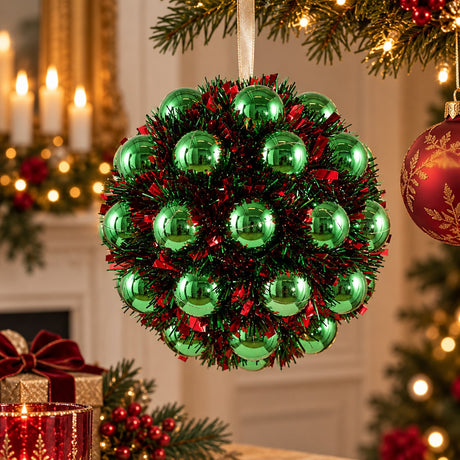 EDG Enzo De Gasperi Bola de Navidad Decorada con Bolas Ø20 cm Verde – Adorno para Árbol de Navidad