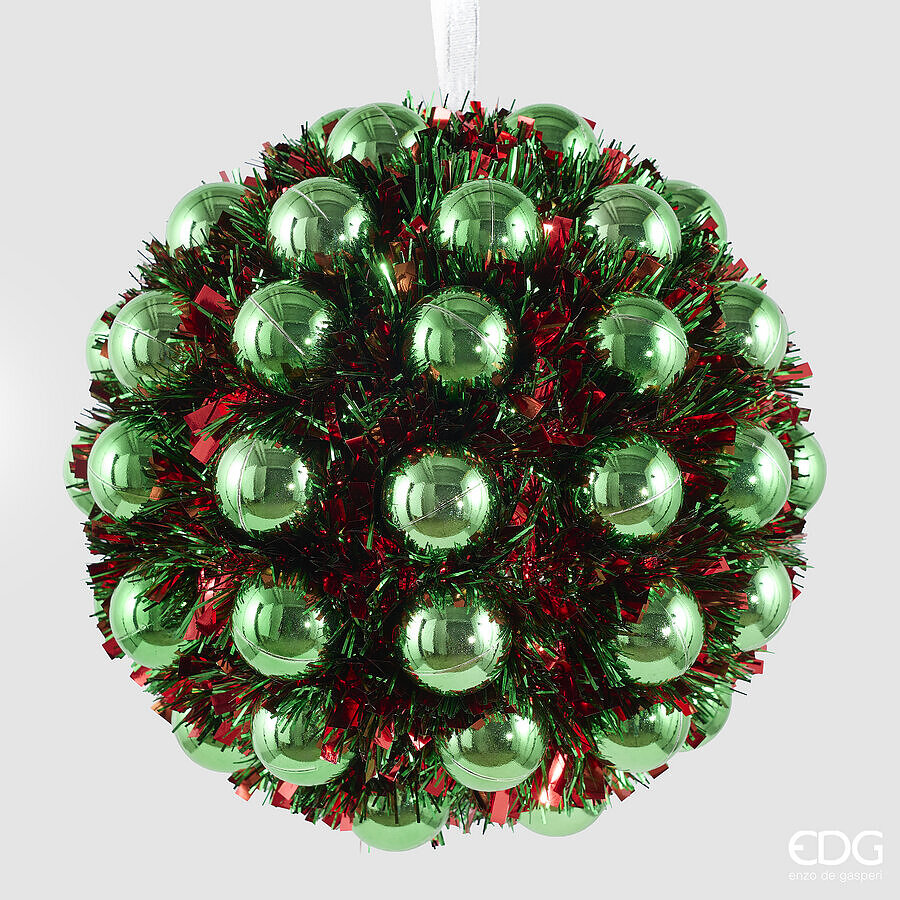 EDG Enzo De Gasperi Addobbo a Palla con Palle Green Mix Ø25 cm – Decorazione di Natale