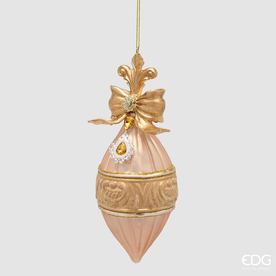EDG Enzo De Gasperi Addobbo Fuso a Righe Mix Gold H21 Ø8 cm – Decorazione di Natale