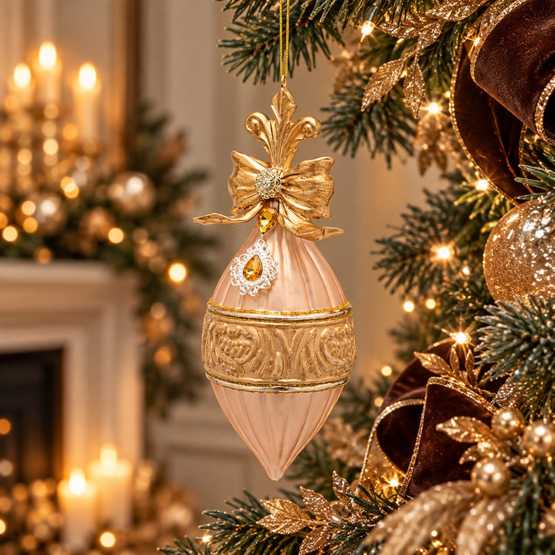 EDG Enzo De Gasperi Addobbo Fuso a Righe Mix Gold H21 Ø8 cm – Decorazione di Natale