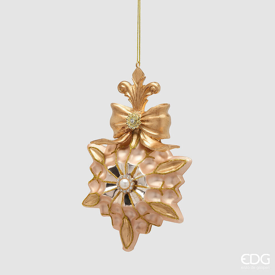 EDG Enzo De Gasperi Estrella de Navidad H17,5 Ø12 cm Oro – Adorno para Árbol de Navidad