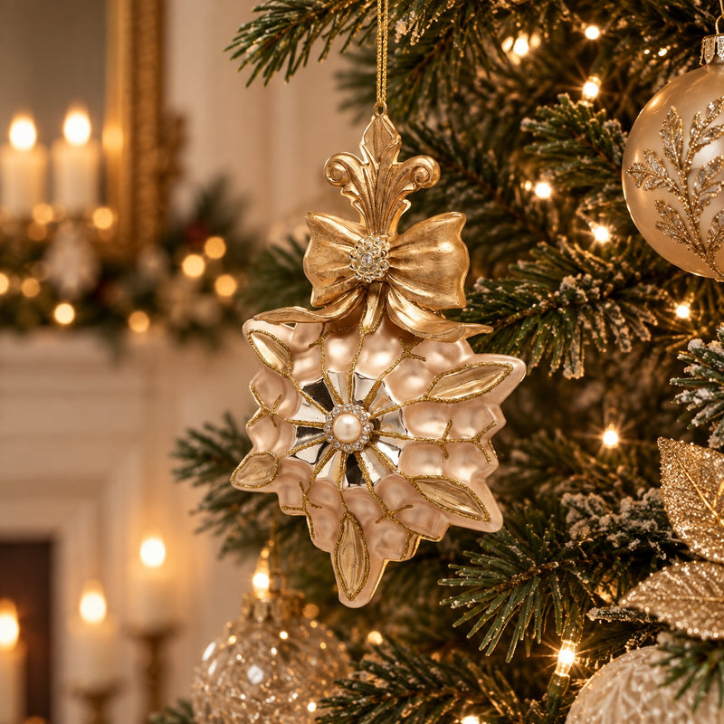 EDG Enzo De Gasperi Estrella de Navidad H17,5 Ø12 cm Oro – Adorno para Árbol de Navidad