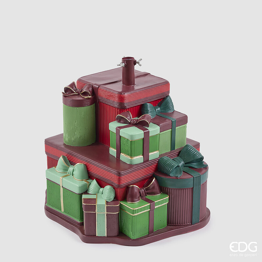 EDG Enzo De Gasperi Base Pino con Regali Green Red 54x54xH50 cm – Decorazione di Natale