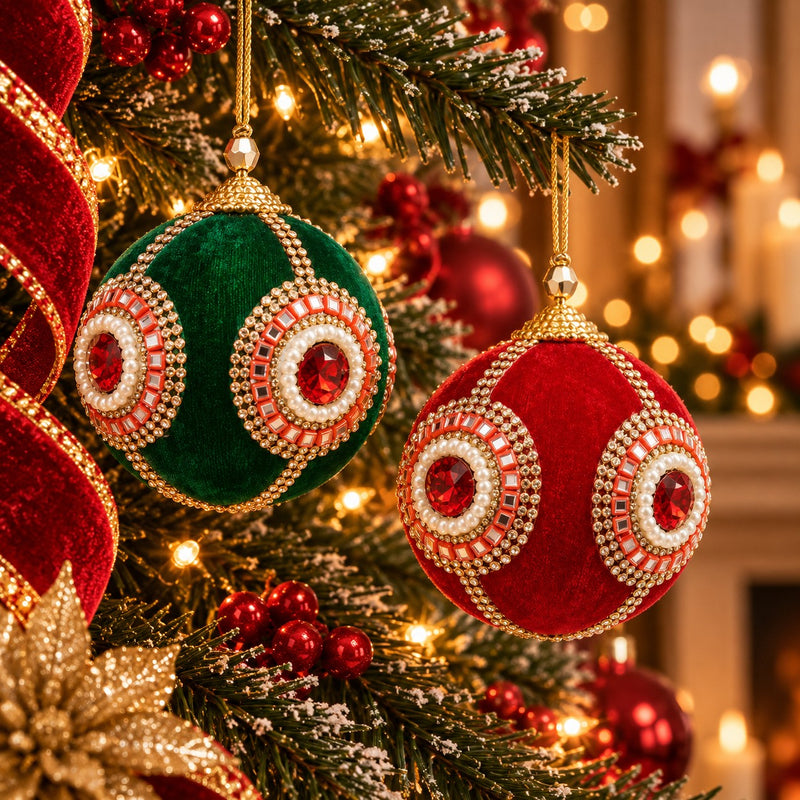 EDG Enzo De Gasperi Bola Joya de Navidad Green Red Ø10 cm – 1 Pieza Surtida