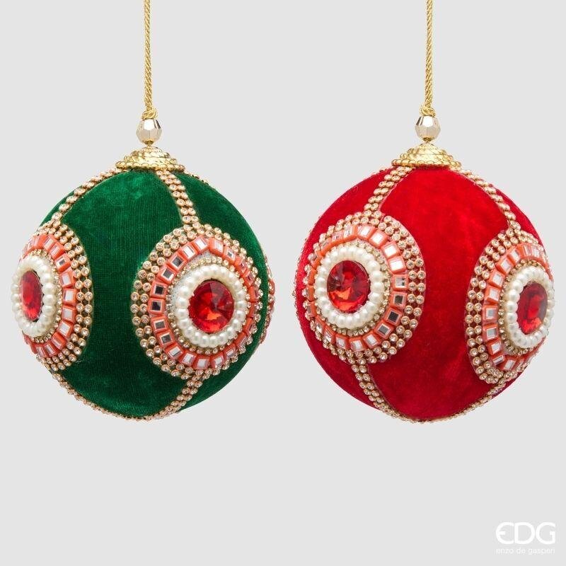 EDG Enzo De Gasperi Bola Joya de Navidad Green Red Ø10 cm – 1 Pieza Surtida