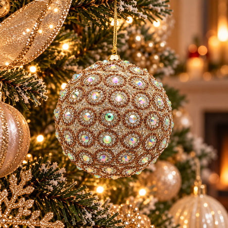 EDG Enzo De Gasperi Adorno Bola de Navidad Top Jewel Silver Gold Ø10 cm – Decoración Navideña