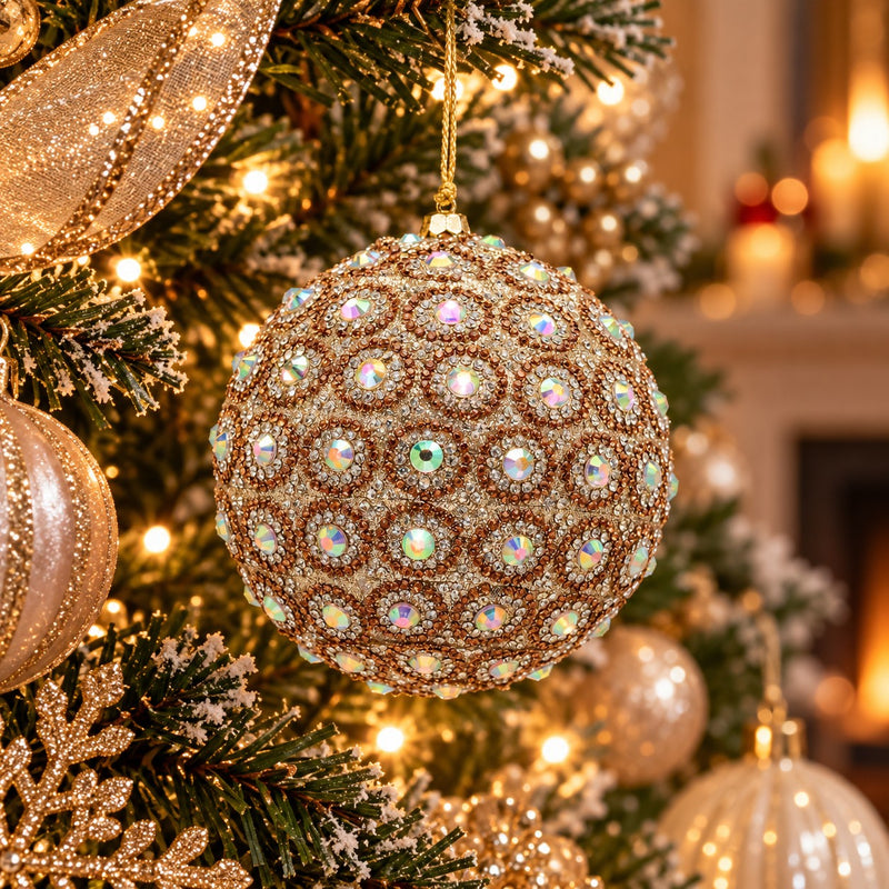 EDG Enzo De Gasperi Adorno Bola de Navidad Top Jewel Silver Gold Ø10 cm – Decoración Navideña