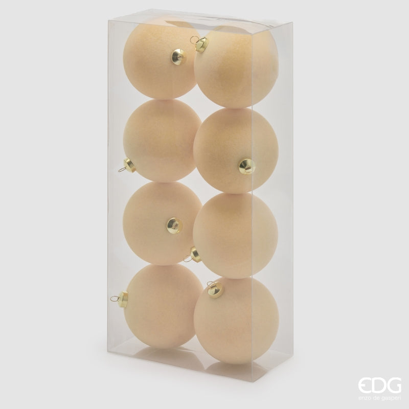 EDG Enzo De Gasperi Bolas de Navidad Terciopelo Cream Ø8 cm – Set 8 Uds