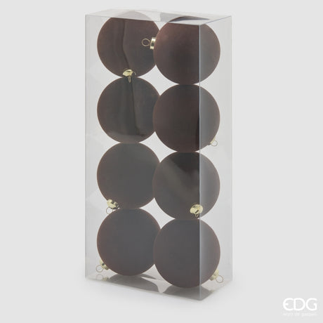 EDG Enzo De Gasperi Bolas de Navidad en Terciopelo Dark Brown Ø8 cm – Juego 8 Uds