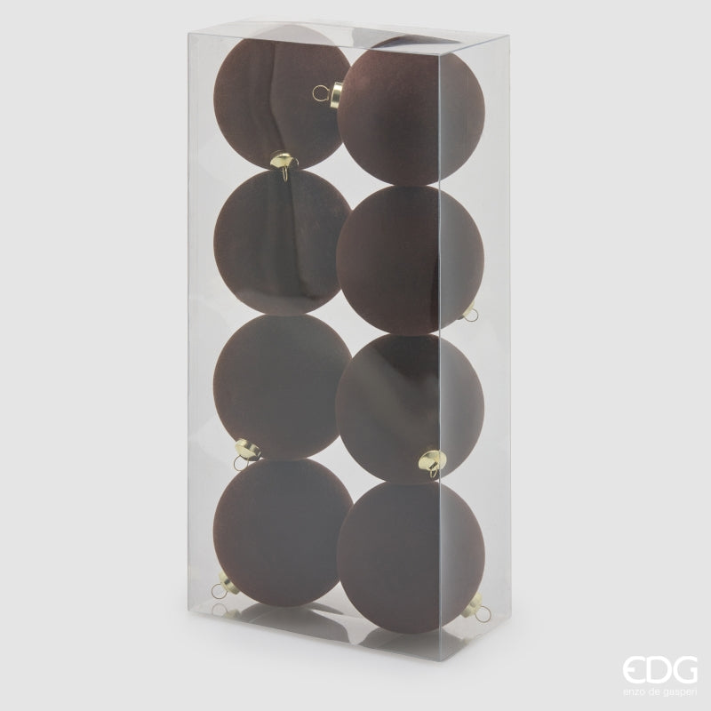 EDG Enzo De Gasperi Bolas de Navidad en Terciopelo Dark Brown Ø8 cm – Juego 8 Uds