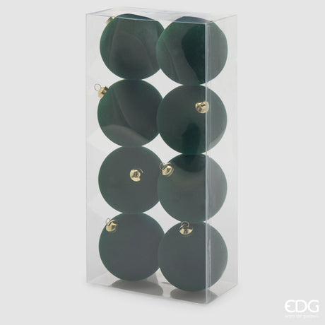 EDG Enzo De Gasperi Bolas de Navidad en Terciopelo Dark Green Ø8 cm – Set 8 Uds