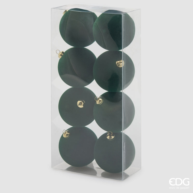 EDG Enzo De Gasperi Bolas de Navidad en Terciopelo Dark Green Ø8 cm – Set 8 Uds