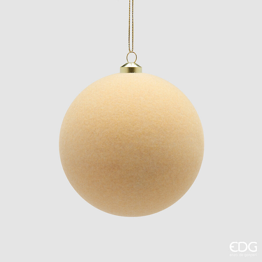 EDG Enzo De Gasperi Bolas navideñas de Terciopelo Cream Ø10 cm – Set 6 Uds