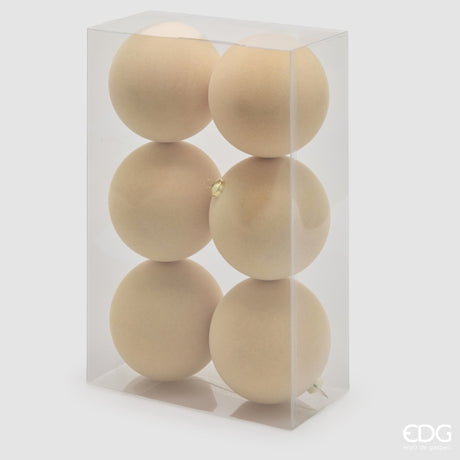 EDG Enzo De Gasperi Bolas navideñas de Terciopelo Cream Ø10 cm – Set 6 Uds