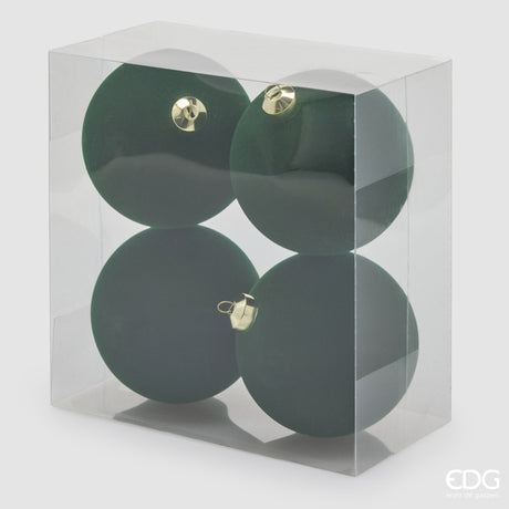 EDG Enzo De Gasperi Bolas de Navidad en Terciopelo Dark Green Ø12 cm – Set 4 Uds