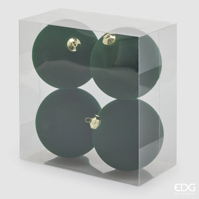 EDG Enzo De Gasperi Bolas de Navidad en Terciopelo Dark Green Ø12 cm – Set 4 Uds