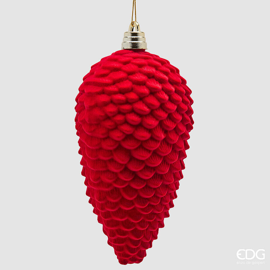 EDG Enzo De Gasperi Piña en Terciopelo Rojo H25 cm – Adorno de Navidad