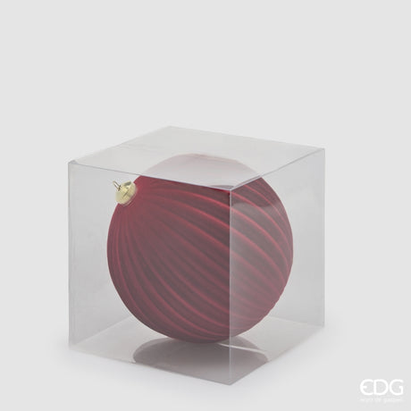 EDG Enzo De Gasperi Bola de Navidad en Terciopelo a Rayas Burgundy Ø17,5 cm – Adorno Navideño