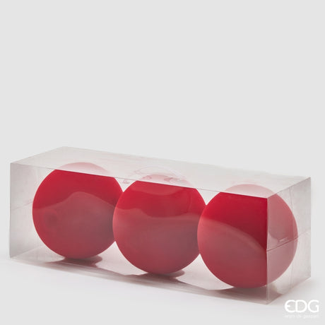 EDG Enzo De Gasperi Bolas de Navidad en Terciopelo Rojo Ø20 cm – Juego 3 Uds