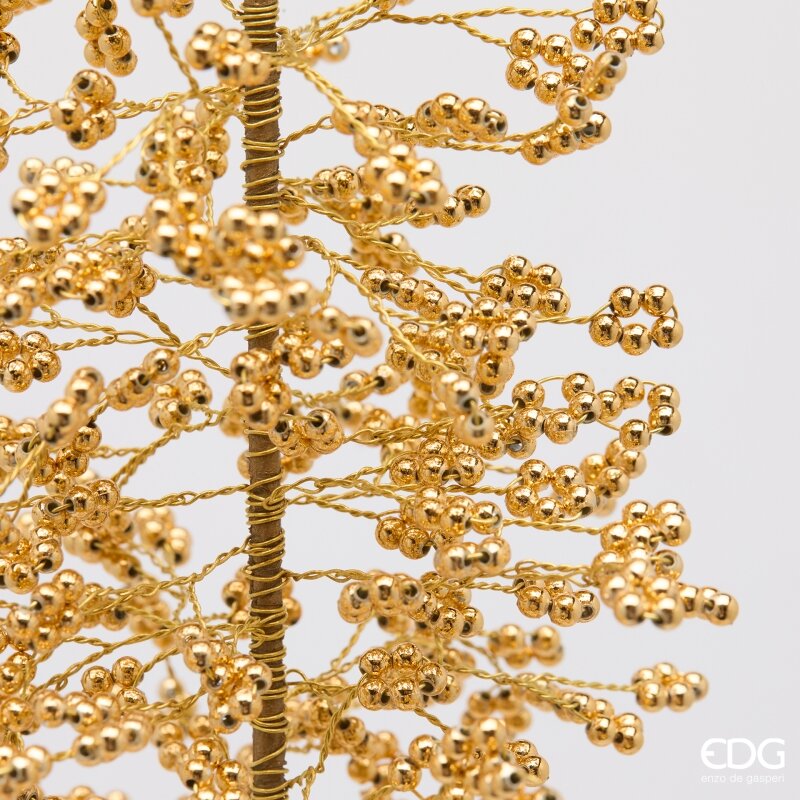 EDG Enzo De Gasperi Pino Natalizio con Perline H26 Ø14 cm Oro – Addobbo di Natale