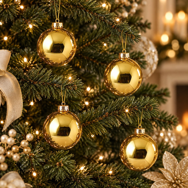 EDG Enzo De Gasperi Pallina di Natale di Vetro Gold diametro 8 cm, confezione da 4 pezzi