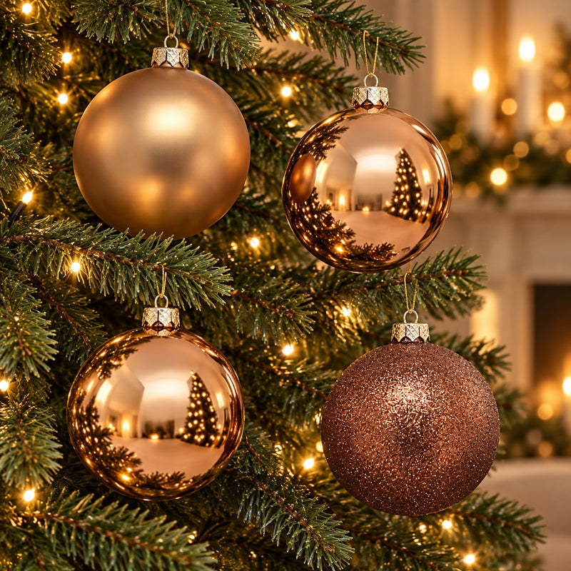 EDG Enzo De Gasperi Palline di Natale di Vetro Brown Mix diametro 10 cm - Confezione 4 pz