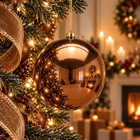 EDG Enzo De Gasperi Bola de Navidad Brillo Marrón Ø25 cm – Adorno Navideño