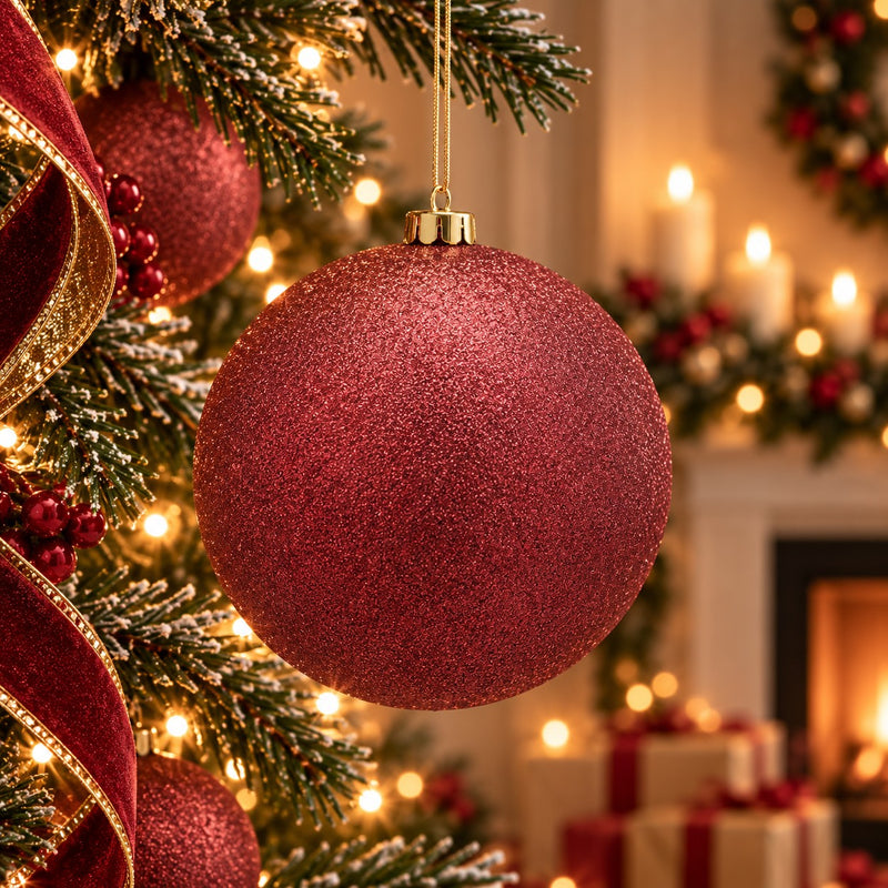 EDG Enzo De Gasperi Bola de Navidad Glitter Burgundy Ø20 cm – Adorno Navideño