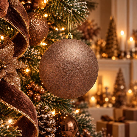 EDG Enzo De Gasperi Bola de Navidad Glitter Marrón Ø20 cm – Adorno Navideño