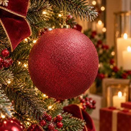 EDG Enzo De Gasperi Bola de Navidad Glitter Burgundy Ø25 cm – Adorno Navideño