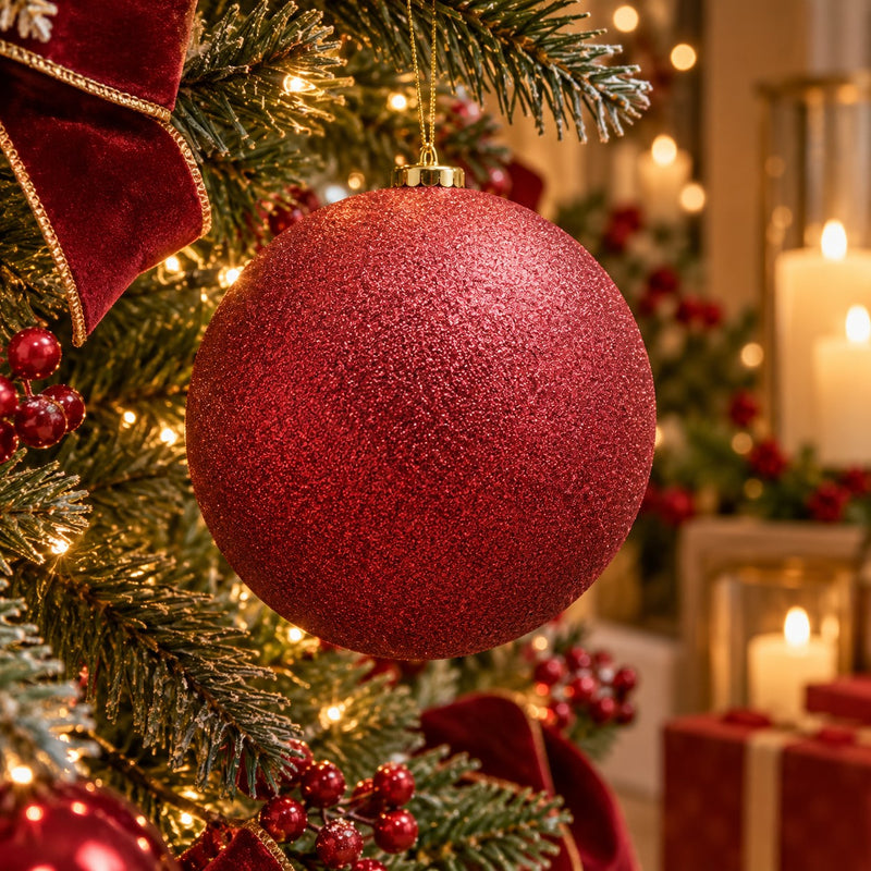 EDG Enzo De Gasperi Bola de Navidad Glitter Burgundy Ø25 cm – Adorno Navideño