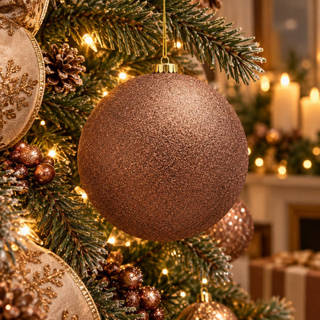 EDG Enzo De Gasperi Bola de Navidad Purpurina Marrón Ø25 cm – Adorno Navideño