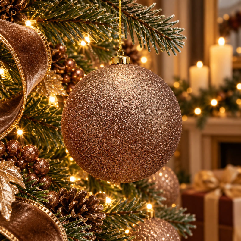 EDG Enzo De Gasperi Bola de Navidad Brillo Marrón Ø15 cm – Adorno Navideño