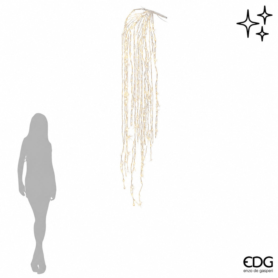 EDG Enzo De Gasperi Cascada Navideña a LED 40 Hilos 1.120 Luces L 240 Cm Cable 10 Mt Marfil
