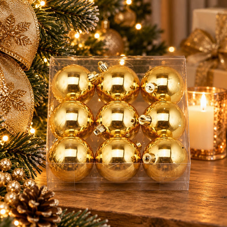 EDG Enzo De Gasperi Palle di Natale Lucide Oro – Set 9 Pezzi