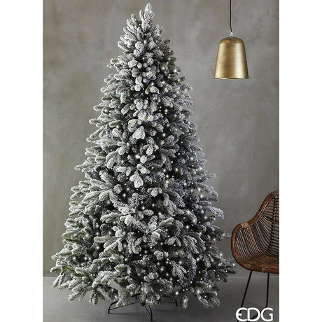 EDG Enzo De Gasperi Albero di Natale Pino Merano Innevato H 240 Cm D 148 Cm con 950 Led  Bianco Verde