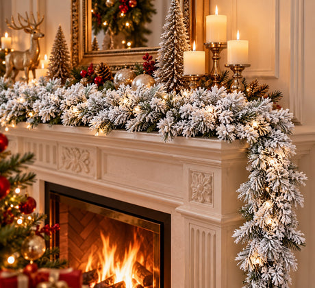 EDG Enzo De Gasperi Festone di Pino Artificiale Innevato White Green L180 cm – Decorazione di Natale