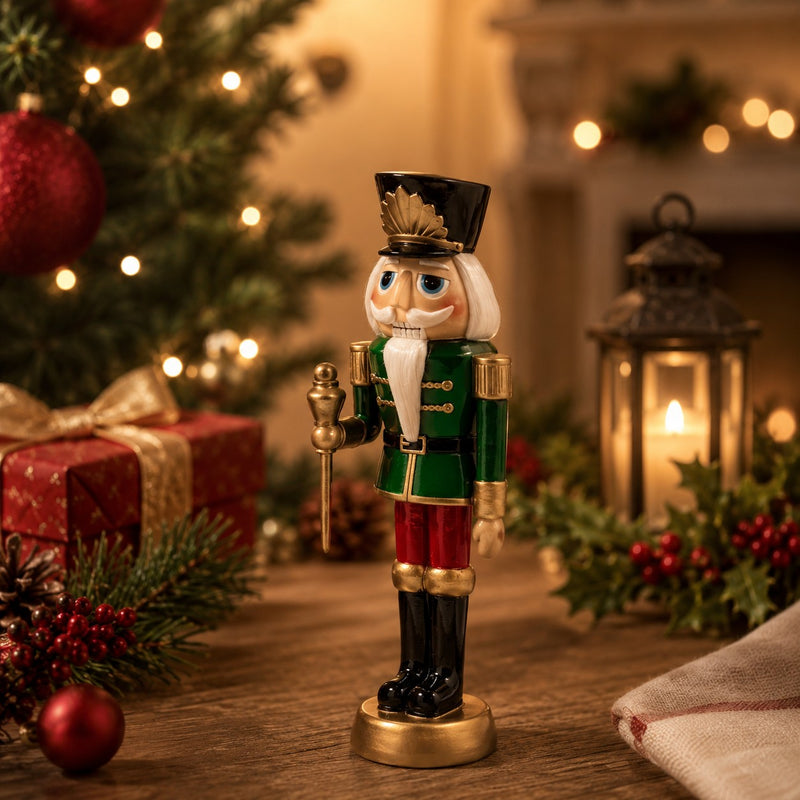 EDG Enzo De Gasperi Soldatino Natale Poly con Scettro H 26 Cm 7 x 10 Cm Green Red