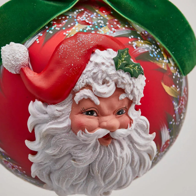 EDG Enzo De Gasperi Palla Natale Vetro Babbo Neck D 12 Cm Verde Rosso