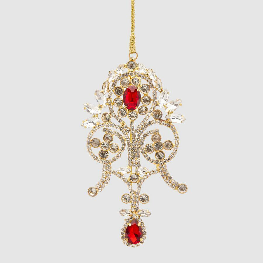 EDG Enzo De Gasperi Decorazioni Natale Gemme Vetro Damasco H 13 Cm Red 1 Pz