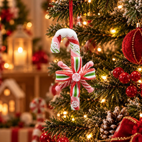 EDG Enzo De Gasperi Decoración Navidad Candy Cane Verde y Rojo H12 cm – Adorno Navideño