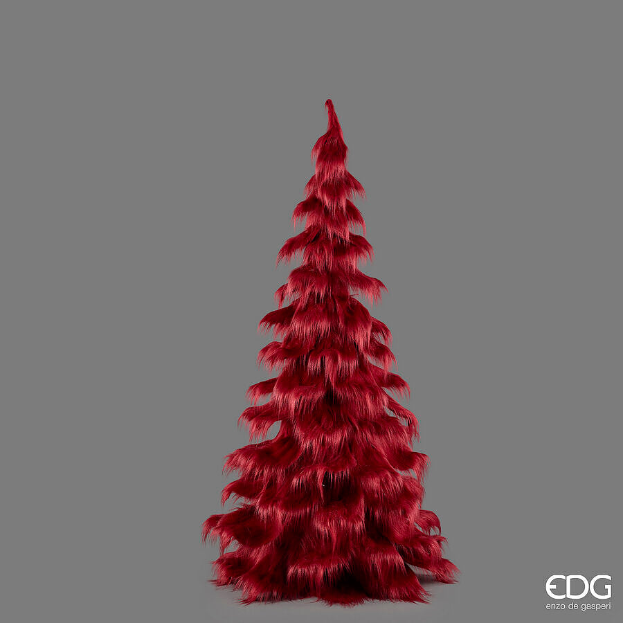EDG Enzo De Gasperi Pino Furry Burgundy H210 Ø100 cm – Árbol de Navidad Decorativo