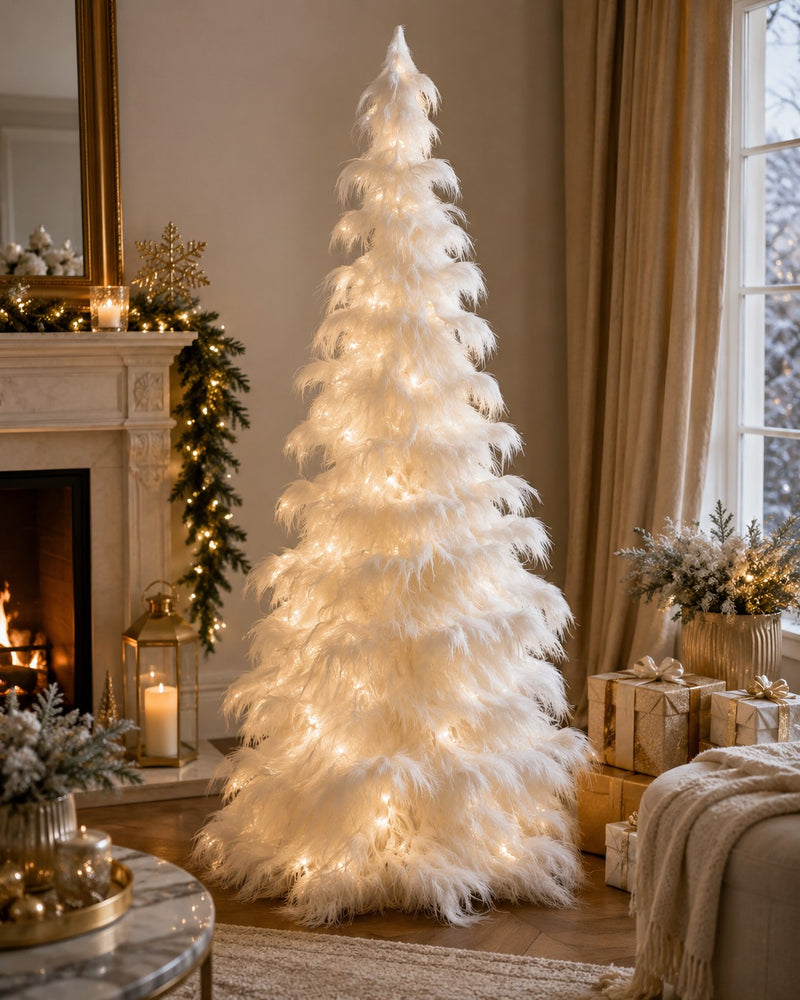 EDG Enzo De Gasperi Pino Furry Blanco H210 Ø100 cm – Árbol de Navidad