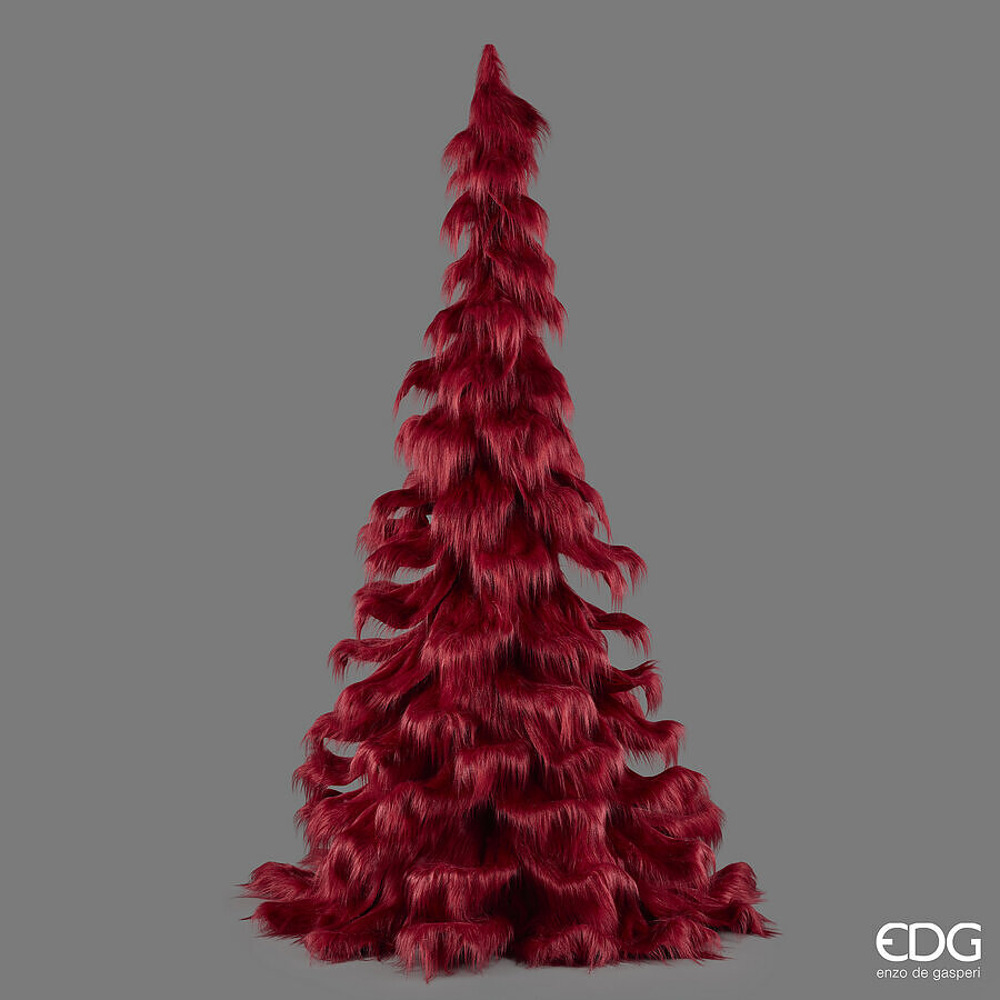 EDG Enzo De Gasperi Pino Furry Burgundy H250 Ø125 cm – Árbol de Navidad Decorativo