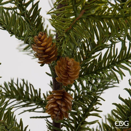 EDG Enzo De Gasperi Ramo di Pino Artificiale con Pigne Green L76 cm – Decorazione di Natale