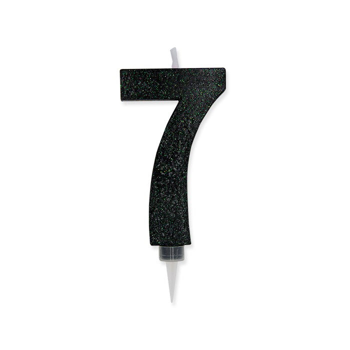 Vela de Cumpleaños Número 7 Max Cera Sweety Negro Glitter